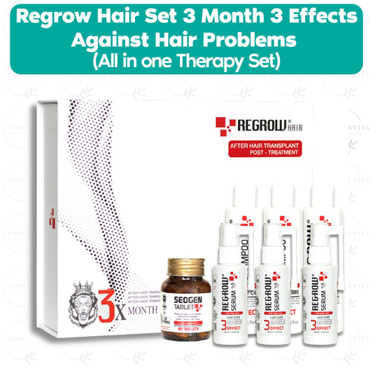 Regrow Hair Set 3 Month 3 Effects Against Hair Problems (All in one Therapy Set)