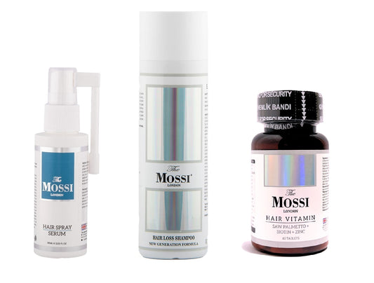 The Mossi London 1 Month Hair Set (Shampoo + Vitamin + Spray Serum Set) NEW