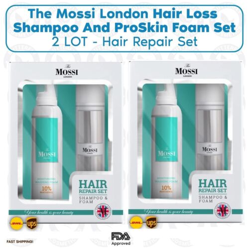 2 LOT The Mossi London Hair Loss Shampoo And ProSkin Foam Set (Hair Repair Set)