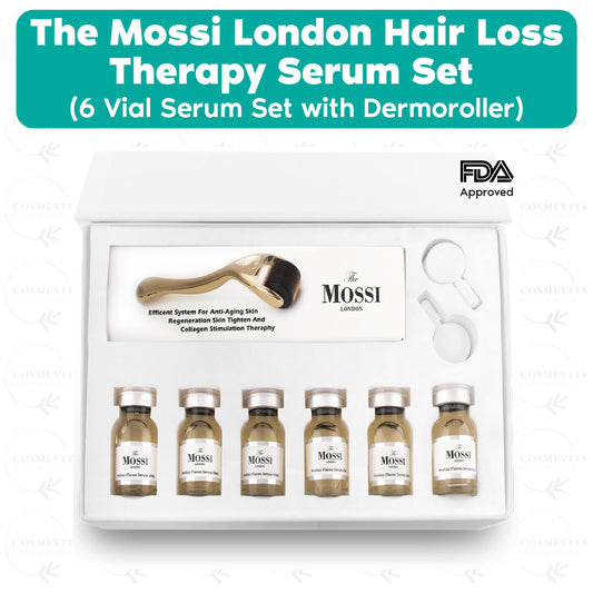 The Mossi London Hair Loss Therapy Serum Set (6 Vial Serum Set with Dermoroller)